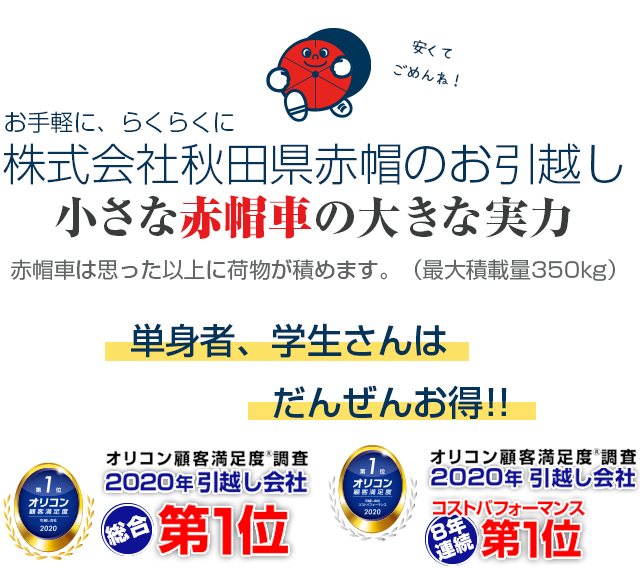 お手軽に、らくらくに株式会社秋田県赤帽のお引越し